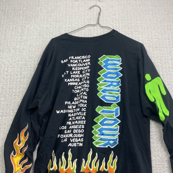 Billie Eilish 2019 World Tour Car Flames Graffiti Shirt Black Long Sleeve Size L - Picture 14 of 14
